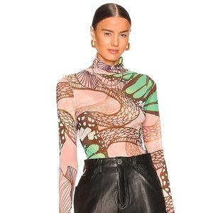 AFRM Zadie Top in Green Butterfly